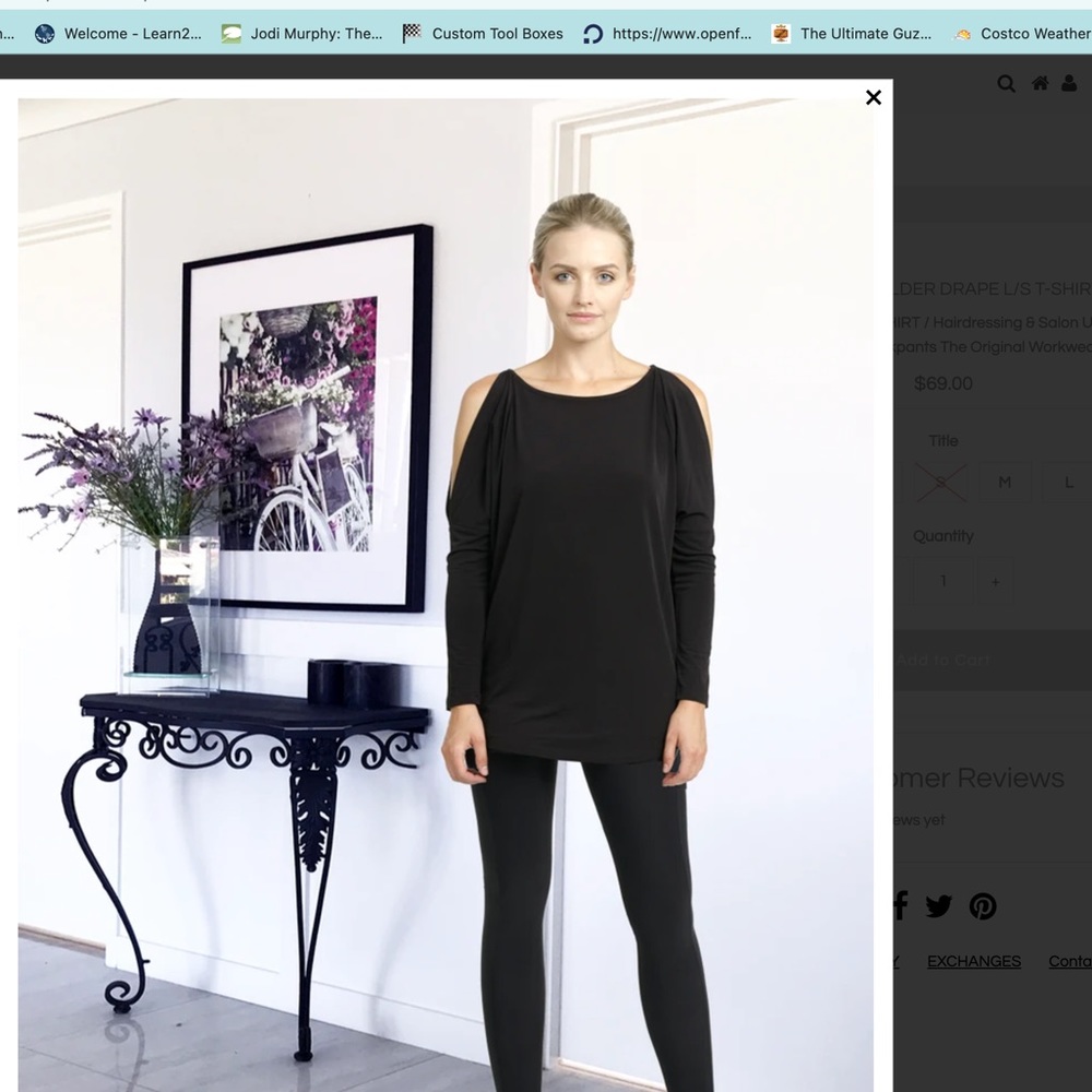 OPEN SHOULDER Hairdressers DRAPE L/S T-SHIRT